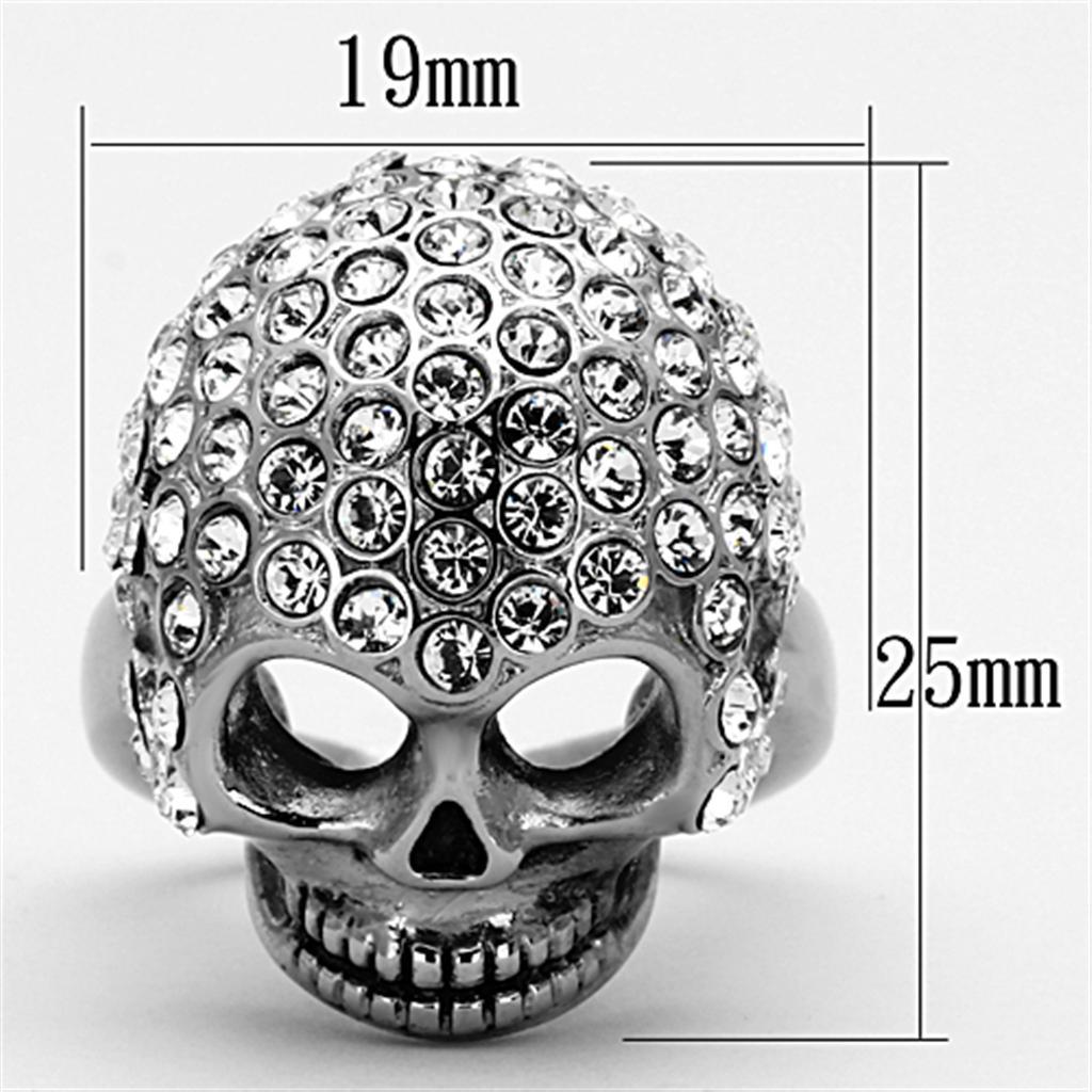 TK1120 - High polished (no plating) Stainless Steel Ring with Top Grade Crystal  in Clear - Joyeria Lady