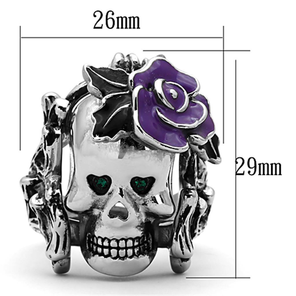 TK1122 - High polished (no plating) Stainless Steel Ring with Top Grade Crystal  in Emerald - Joyeria Lady