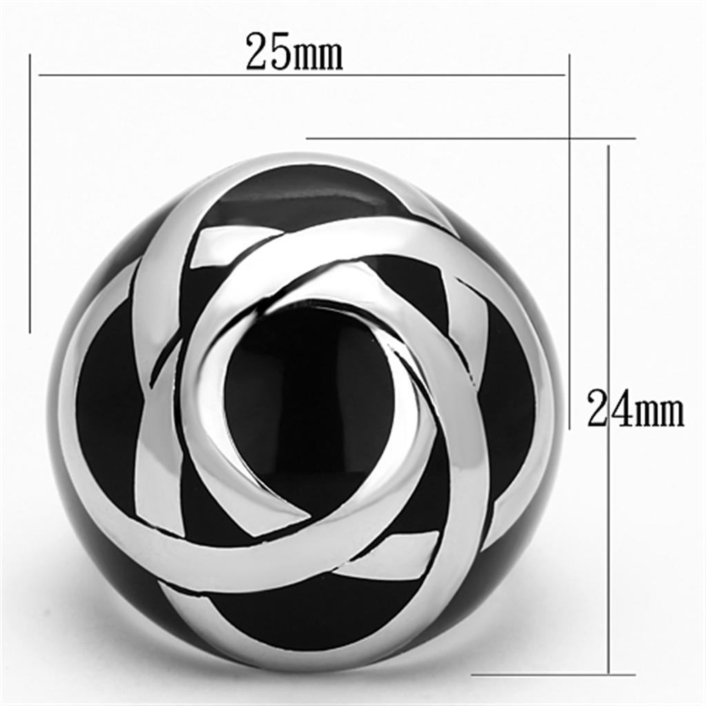TK1133 - High polished (no plating) Stainless Steel Ring with Epoxy  in Jet - Joyeria Lady