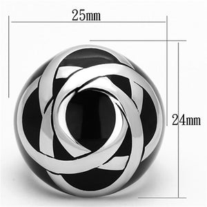 TK1133 - High polished (no plating) Stainless Steel Ring with Epoxy  in Jet