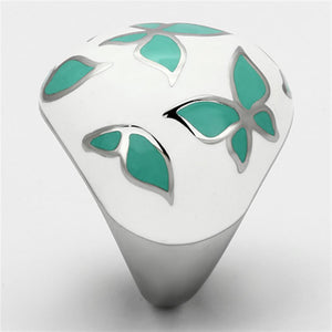 TK1137 - High polished (no plating) Stainless Steel Ring with Epoxy  in Emerald