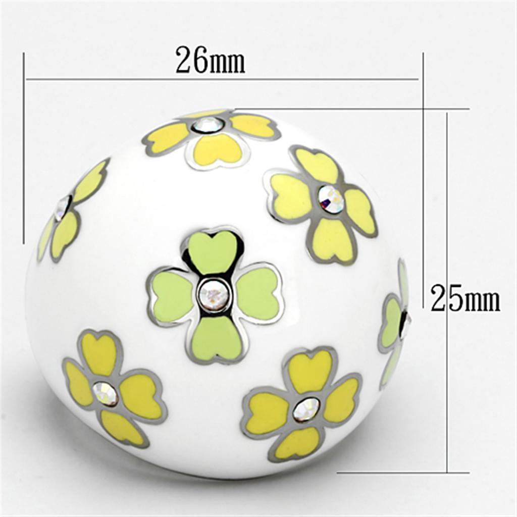 TK1139 - High polished (no plating) Stainless Steel Ring with Top Grade Crystal  in Aurora Borealis (Rainbow Effect) - Joyeria Lady