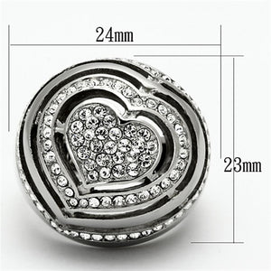 TK1141 - High polished (no plating) Stainless Steel Ring with Top Grade Crystal  in Clear