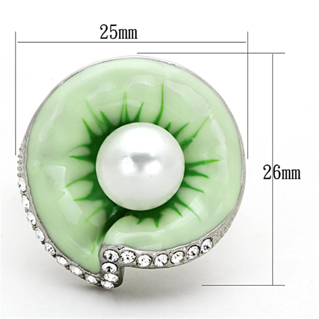 TK1171 - High polished (no plating) Stainless Steel Ring with Synthetic Pearl in White - Joyeria Lady