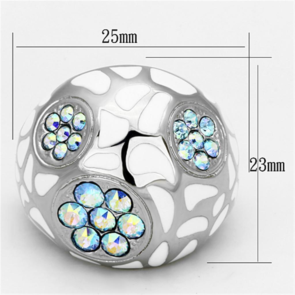 TK1172 - High polished (no plating) Stainless Steel Ring with Top Grade Crystal  in Aquamarine AB - Joyeria Lady