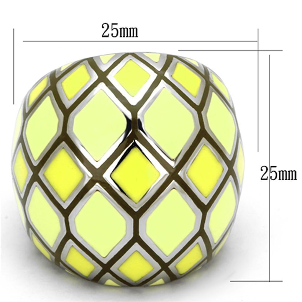 TK1173 - High polished (no plating) Stainless Steel Ring with Epoxy  in Multi Color - Joyeria Lady