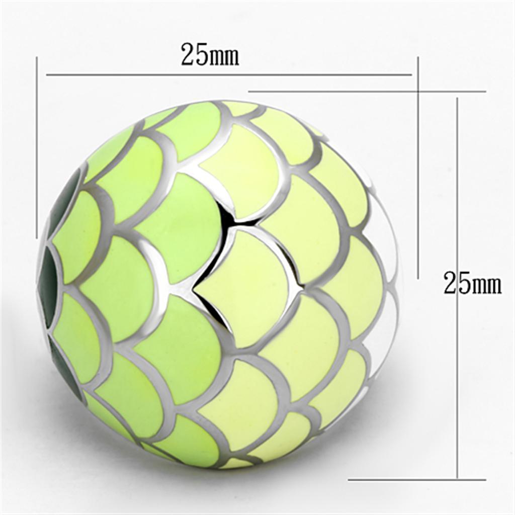 TK1174 - High polished (no plating) Stainless Steel Ring with Epoxy  in Multi Color - Joyeria Lady