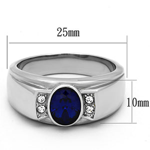 TK1184 High polished (no plating) Stainless Steel Ring with Synthetic in Montana