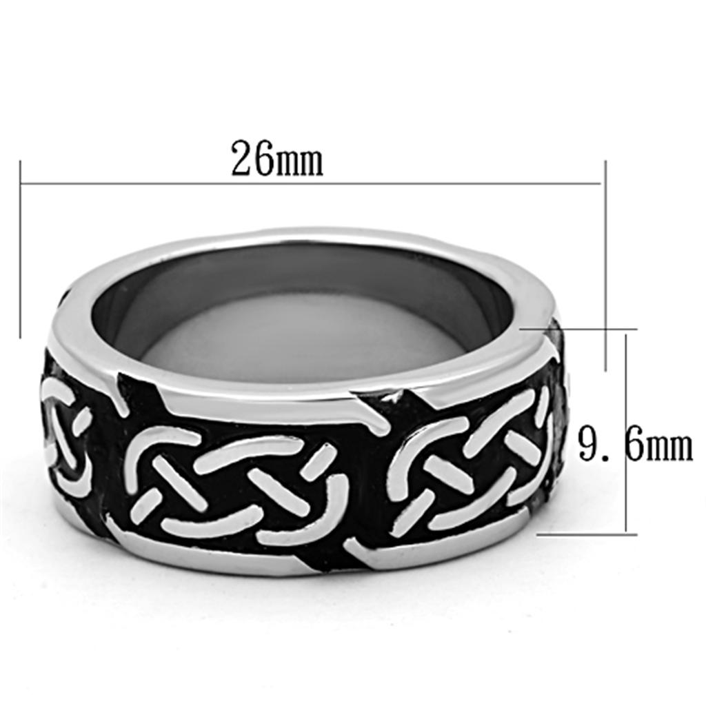 TK1197 High polished (no plating) Stainless Steel Ring with Epoxy in Jet - Joyeria Lady