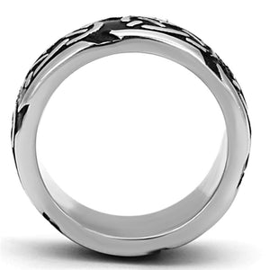 TK1197 High polished (no plating) Stainless Steel Ring with Epoxy in Jet