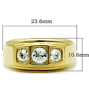 TK119G IP Gold(Ion Plating) Stainless Steel Ring with Top Grade Crystal in Clear