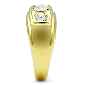 TK119G IP Gold(Ion Plating) Stainless Steel Ring with Top Grade Crystal in Clear
