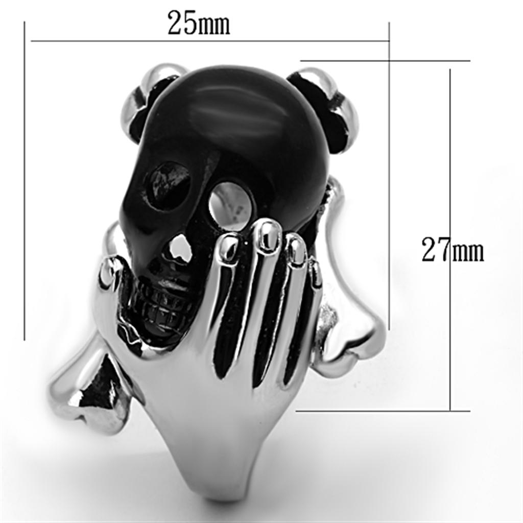 TK1206 Two-Tone IP Black Stainless Steel Ring with Epoxy in Jet - Joyeria Lady