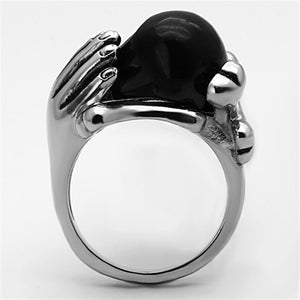 TK1206 Two-Tone IP Black Stainless Steel Ring with Epoxy in Jet