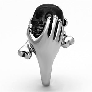 TK1206 Two-Tone IP Black Stainless Steel Ring with Epoxy in Jet