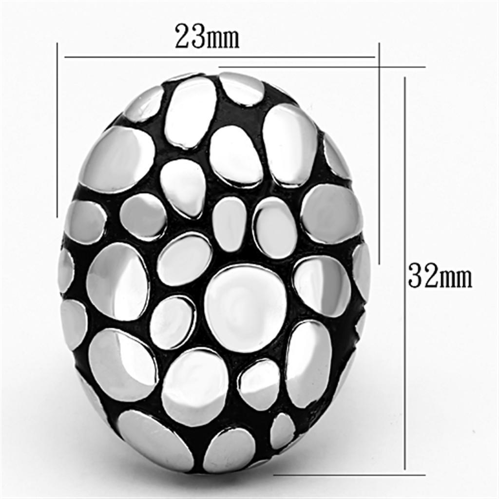 TK1208 - High polished (no plating) Stainless Steel Ring with Epoxy  in Jet - Joyeria Lady