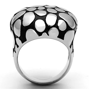 TK1208 - High polished (no plating) Stainless Steel Ring with Epoxy  in Jet