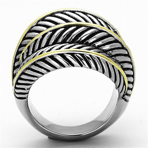 TK1209 - Two-Tone IP Gold (Ion Plating) Stainless Steel Ring with Epoxy  in Jet
