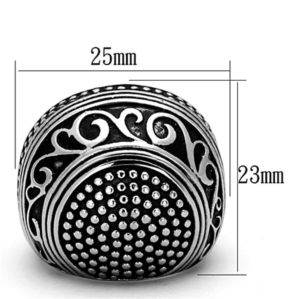 TK1212 - High polished (no plating) Stainless Steel Ring with Epoxy  in Jet - Joyeria Lady