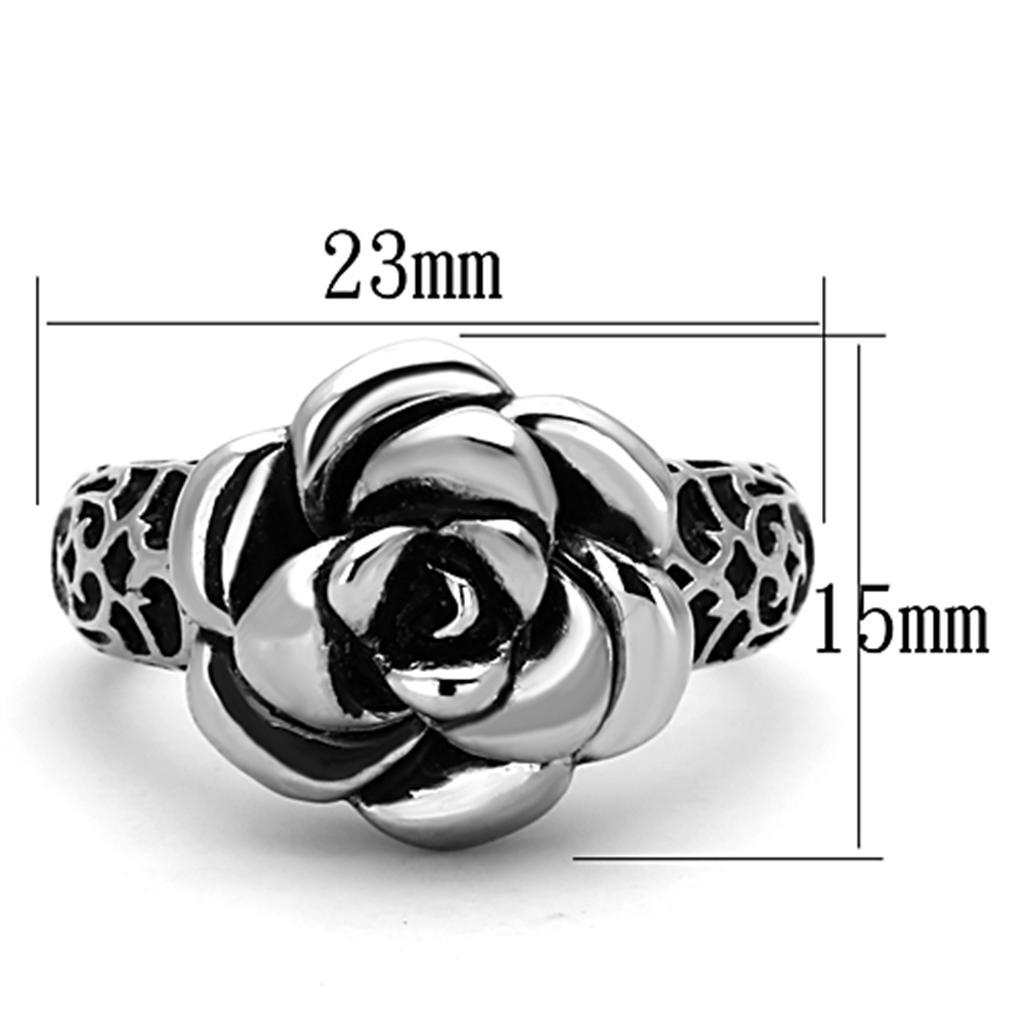 TK1217 - High polished (no plating) Stainless Steel Ring with Epoxy  in Jet - Joyeria Lady