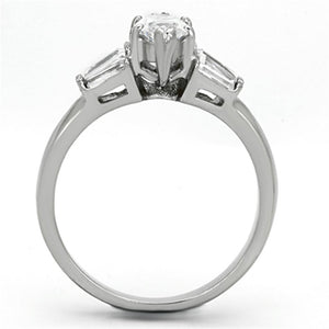 TK1220 - High polished (no plating) Stainless Steel Ring with AAA Grade CZ  in Clear