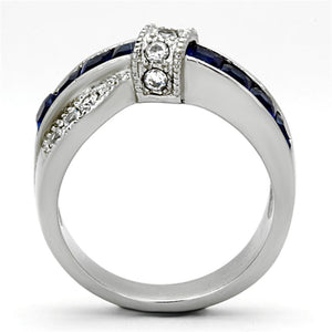 TK1222 - High polished (no plating) Stainless Steel Ring with Synthetic Synthetic Glass in Montana