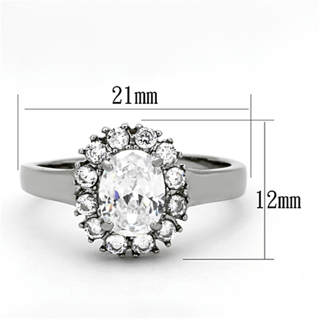 TK1223 - High polished (no plating) Stainless Steel Ring with AAA Grade CZ  in Clear - Joyeria Lady