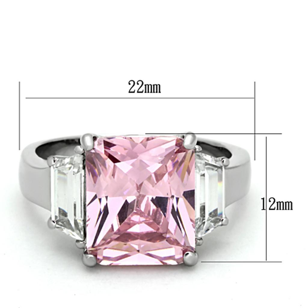 TK1224 - High polished (no plating) Stainless Steel Ring with AAA Grade CZ  in Rose - Joyeria Lady