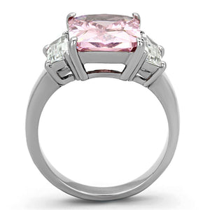TK1224 - High polished (no plating) Stainless Steel Ring with AAA Grade CZ  in Rose