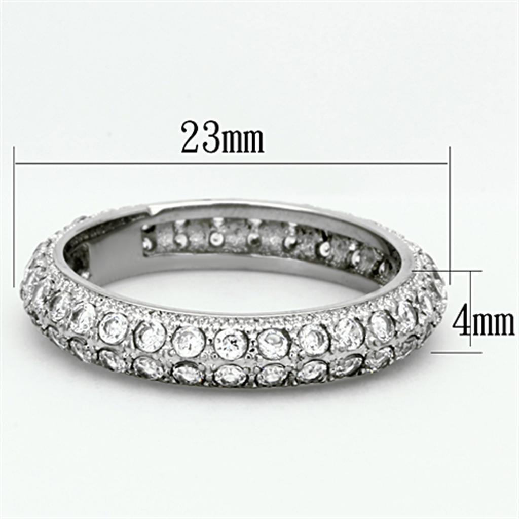 TK1225 - High polished (no plating) Stainless Steel Ring with AAA Grade CZ  in Clear - Joyeria Lady