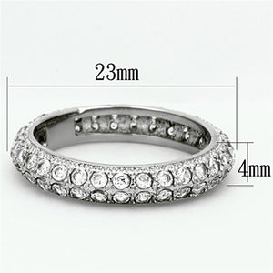 TK1225 - High polished (no plating) Stainless Steel Ring with AAA Grade CZ  in Clear