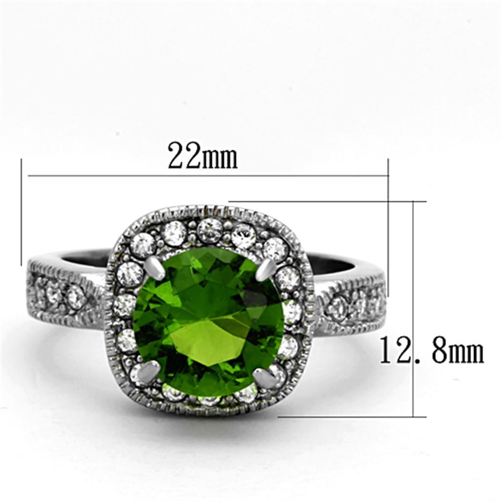 TK1227 - High polished (no plating) Stainless Steel Ring with Synthetic Synthetic Glass in Peridot - Joyeria Lady