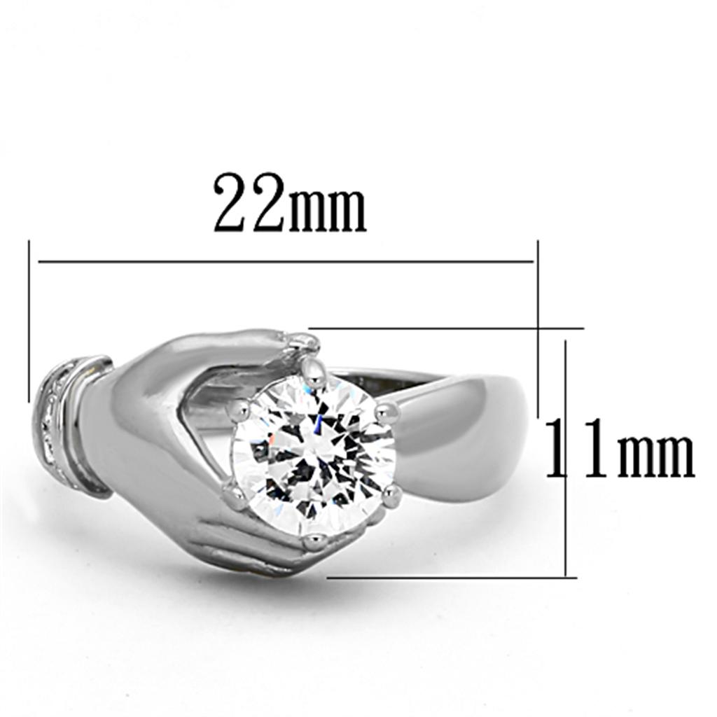TK1230 - High polished (no plating) Stainless Steel Ring with AAA Grade CZ  in Clear - Joyeria Lady