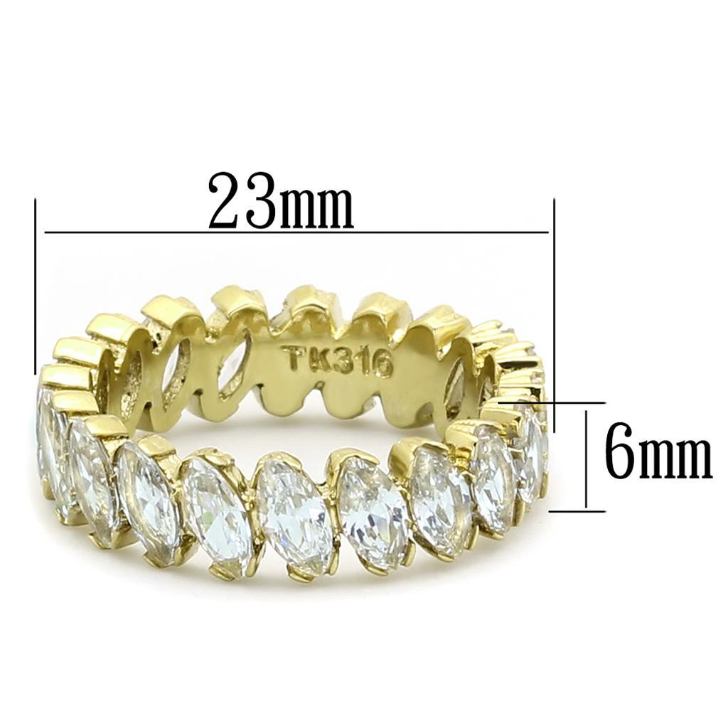 TK1234 - IP Gold(Ion Plating) Stainless Steel Ring with AAA Grade CZ  in Clear - Joyeria Lady
