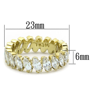 TK1234 - IP Gold(Ion Plating) Stainless Steel Ring with AAA Grade CZ  in Clear