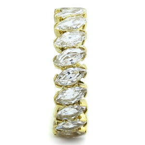 TK1234 - IP Gold(Ion Plating) Stainless Steel Ring with AAA Grade CZ  in Clear