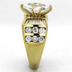 TK1235 - IP Gold(Ion Plating) Stainless Steel Ring with AAA Grade CZ  in Clear