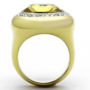 TK1285 - Two-Tone IP Gold (Ion Plating) Stainless Steel Ring with Synthetic Synthetic Glass in Topaz