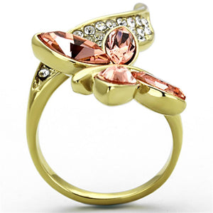 TK1288 - IP Gold(Ion Plating) Stainless Steel Ring with Top Grade Crystal  in Light Peach