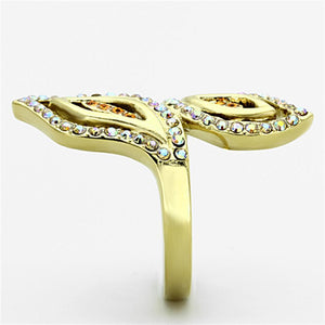 TK1289 - IP Gold(Ion Plating) Stainless Steel Ring with Top Grade Crystal  in Multi Color