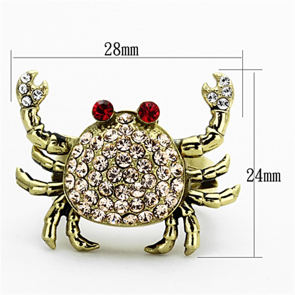 TK1290 - IP Gold(Ion Plating) Stainless Steel Ring with Top Grade Crystal  in Multi Color - Joyeria Lady