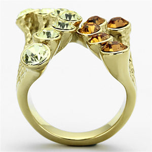 TK1291 - IP Gold(Ion Plating) Stainless Steel Ring with Top Grade Crystal  in Multi Color
