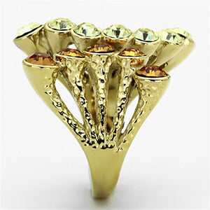 TK1291 - IP Gold(Ion Plating) Stainless Steel Ring with Top Grade Crystal  in Multi Color