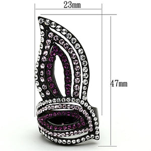 TK1293 - IP Black(Ion Plating) Stainless Steel Ring with Top Grade Crystal  in Multi Color