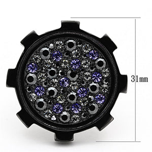 TK1296 - IP Black(Ion Plating) Stainless Steel Ring with Top Grade Crystal  in Multi Color