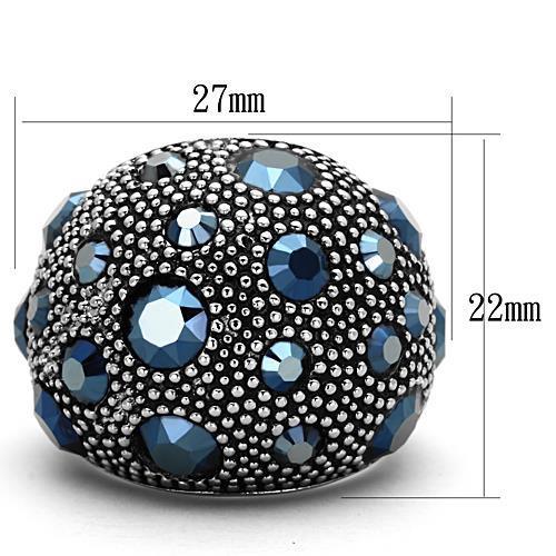 TK1310 - High polished (no plating) Stainless Steel Ring with Top Grade Crystal  in Montana - Joyeria Lady