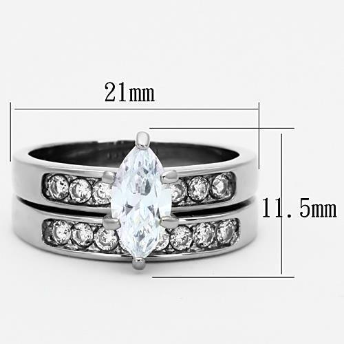 TK1319 - High polished (no plating) Stainless Steel Ring with AAA Grade CZ  in Clear - Joyeria Lady