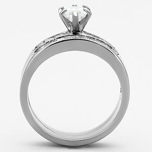 TK1319 - High polished (no plating) Stainless Steel Ring with AAA Grade CZ  in Clear