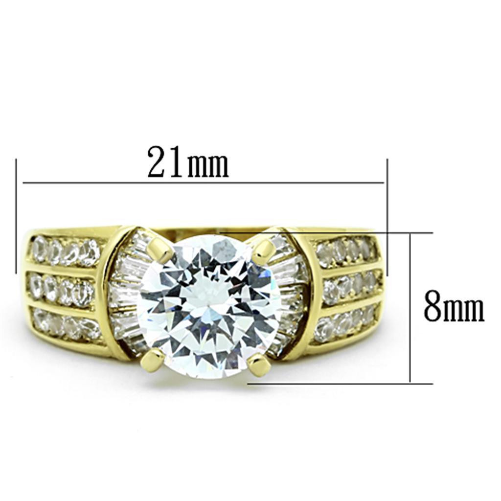 TK1323 - IP Gold(Ion Plating) Stainless Steel Ring with AAA Grade CZ  in Clear - Joyeria Lady