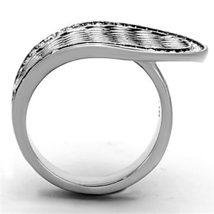 TK1328 - High polished (no plating) Stainless Steel Ring with Top Grade Crystal  in Clear